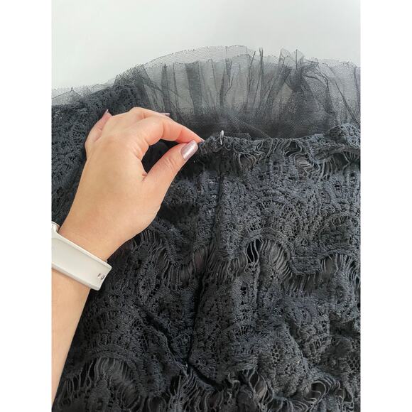 Sans Souci Dress Womens‎ Medium Black Lace Tulle Crochet Mini Fairy Goth Core - Picture 7 of 7